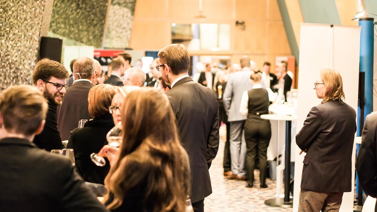 Evening networking at an exclusive reception